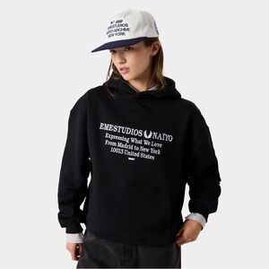 Eme Studios x Naiyo women’s M Medium black French Terry embroidered hoodie EUC